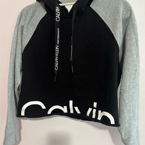 Calvin Klein Women's Black and Gray Hoodie Sweater